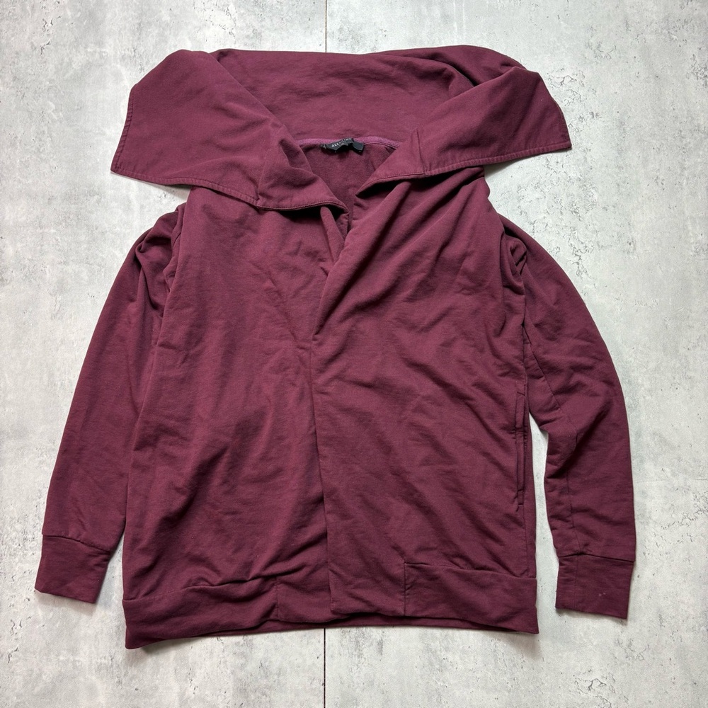 All Saints Delia Sweat Sweater Wrap Pockets Cardigan Burgandy Red Womens Small‎